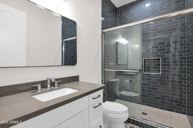 3173 E Page Ave, Gilbert, AZ 85234 - bathroom with toilet, a stall shower, and vanity