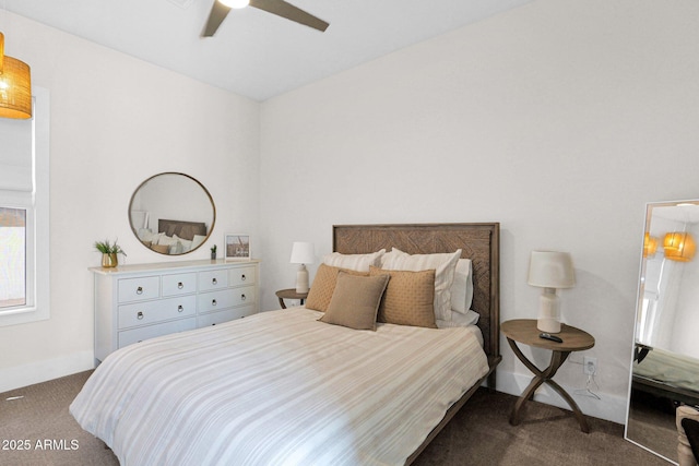 3173 E Page Ave, Gilbert, AZ 85234 - bedroom with baseboards, a ceiling fan, and carpet floors