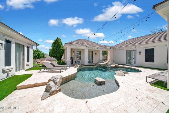 3173 E Page Ave, Gilbert, AZ 85234 - view of pool featuring a patio, a fenced in pool, and an outdoor structure