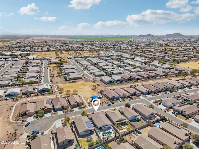 aerial view with a residential view and a mountain view