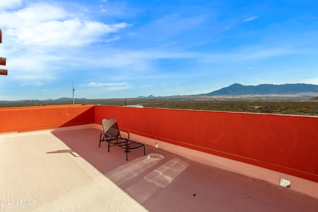 view of patio with a mountain view