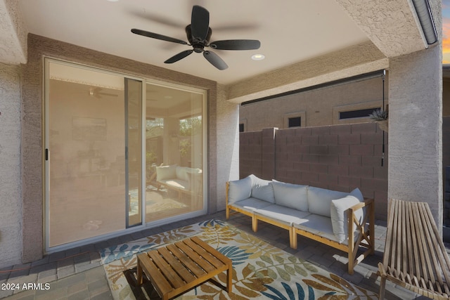 view of patio / terrace featuring ceiling fan