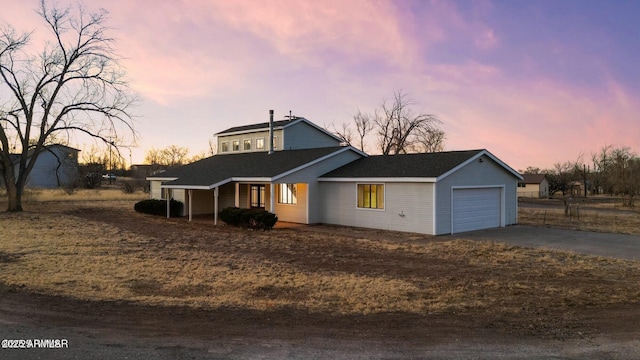 view of front of house with a garage