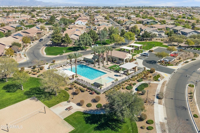 drone / aerial view with a residential view