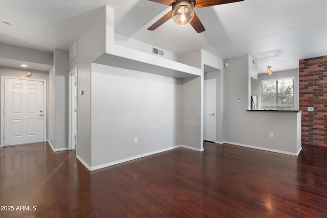 3302 N 7th St Unit 226, Phoenix, AZ 85014 - unfurnished living room with a ceiling fan, wood finished floors, and recessed lighting