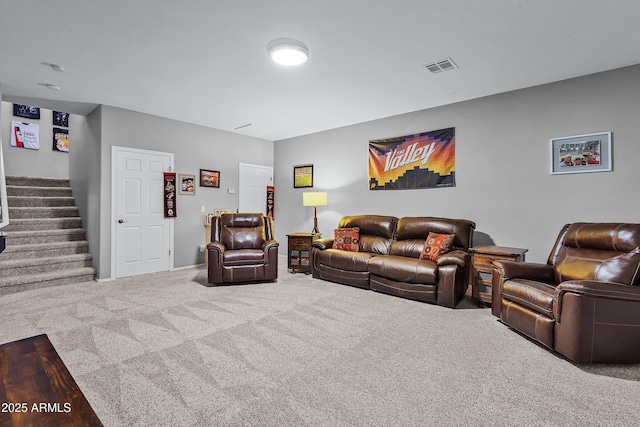 living room featuring carpet