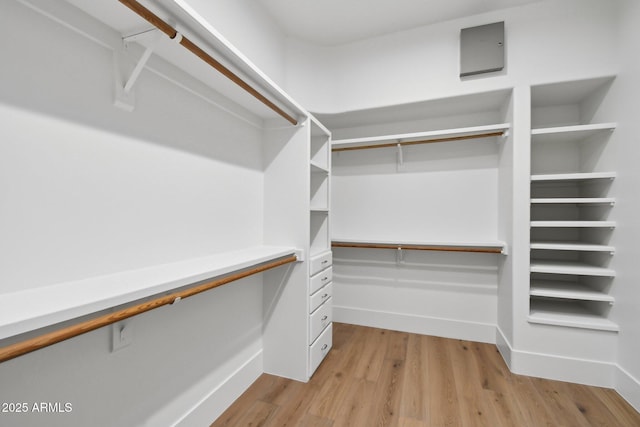 spacious closet with light wood-style floors