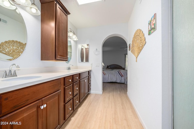 bathroom with wood-type flooring and vanity