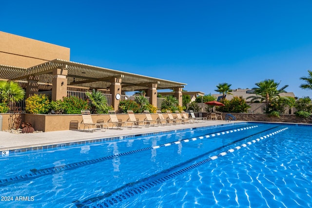 view of pool featuring a pergola