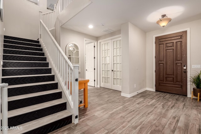 1217 W Fever Tree Ave, San Tan Valley, AZ 85140 - entryway featuring stairway, wood finished floors, baseboards, and recessed lighting
