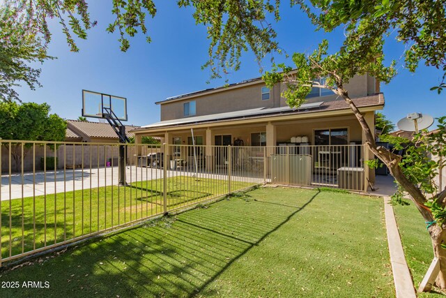 1217 W Fever Tree Ave, San Tan Valley, AZ 85140 - back of house with stucco siding, a patio area, and cooling unit