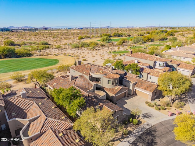 birds eye view of property featuring a mountain view