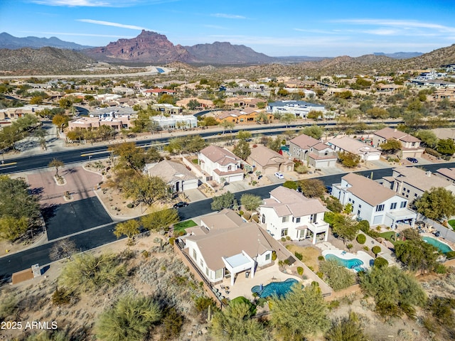 bird's eye view with a mountain view