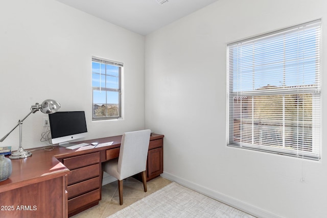 view of tiled home office