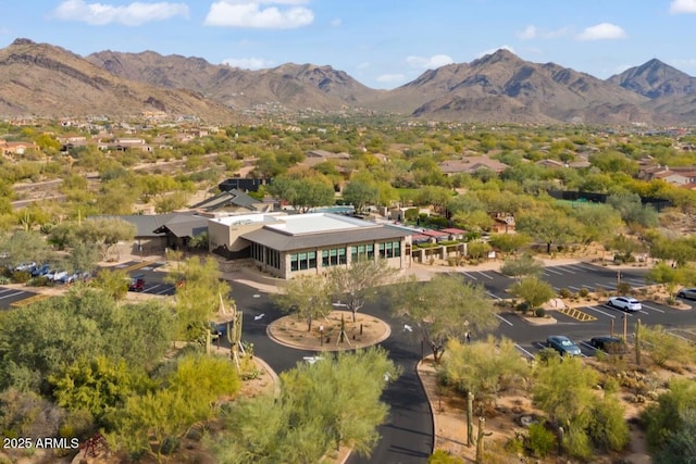 bird's eye view with a mountain view