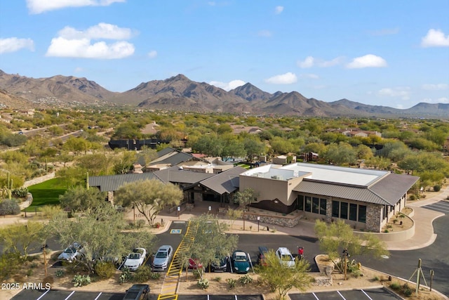 bird's eye view with a mountain view