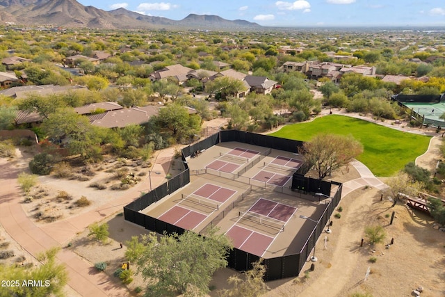 drone / aerial view with a mountain view