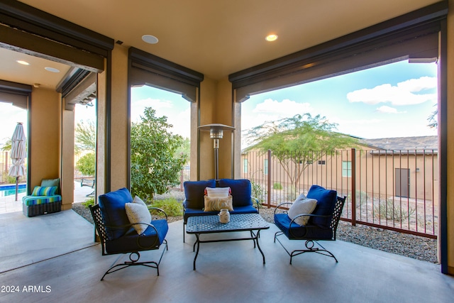 view of patio featuring an outdoor hangout area