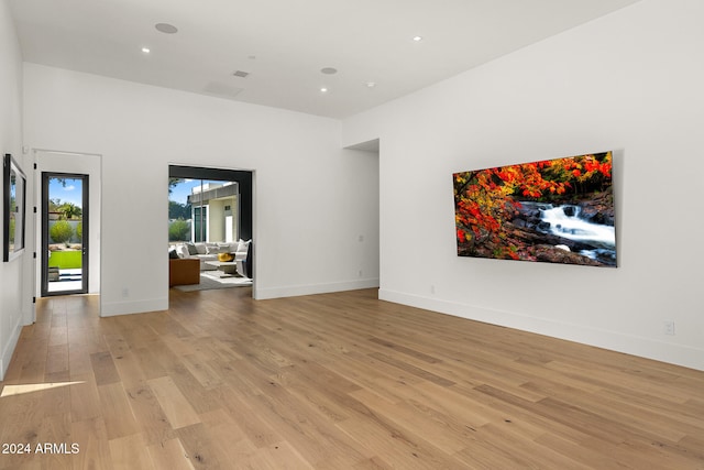 spare room featuring light hardwood / wood-style floors