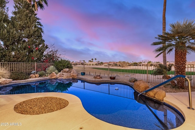 view of pool with a fenced backyard and a fenced in pool