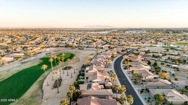 aerial view at dusk with a residential view