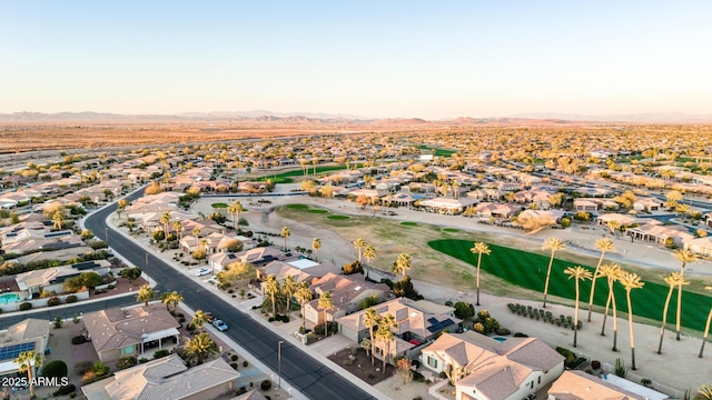 aerial view at dusk with a residential view