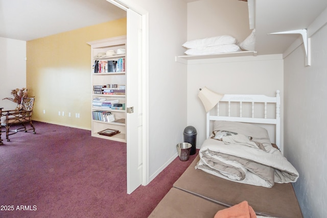 bedroom with carpet floors and baseboards