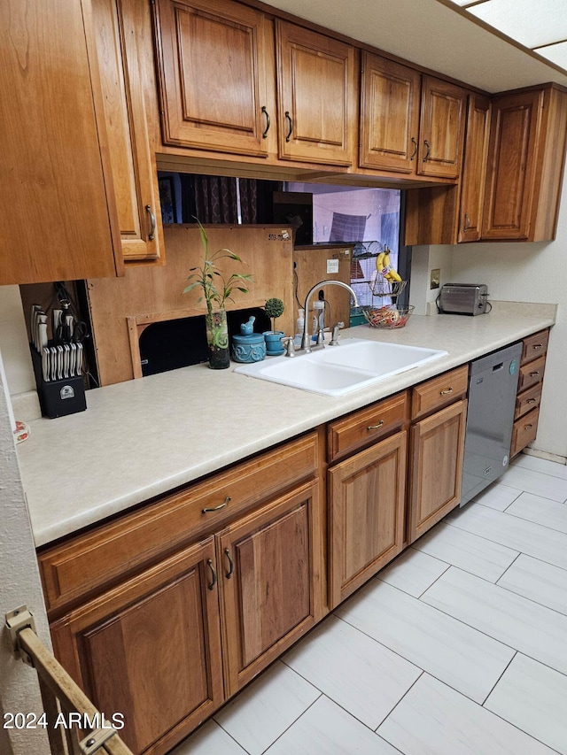 kitchen with sink and stainless steel dishwasher