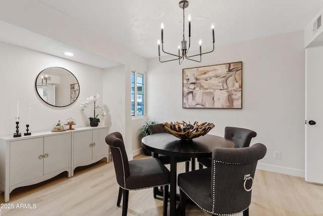 6001 N 10th Way, Phoenix, AZ 85014 - dining room featuring light wood finished floors, a chandelier, and baseboards
