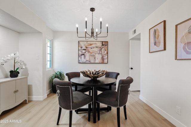 6001 N 10th Way, Phoenix, AZ 85014 - dining area featuring light wood finished floors, a chandelier, and baseboards