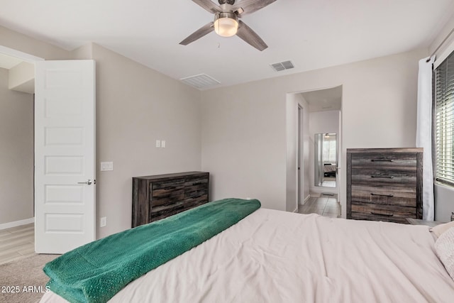 16573 W Alameda Rd, Surprise, AZ 85387 - bedroom featuring visible vents, a ceiling fan, light wood-style floors, and baseboards