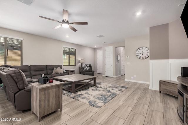 16573 W Alameda Rd, Surprise, AZ 85387 - living area with recessed lighting, wood tiled floor, and a ceiling fan