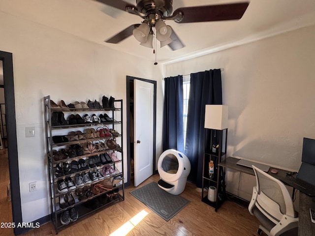 1222 E Almeria Rd, Phoenix, AZ 85006 - office area with a ceiling fan and wood finished floors
