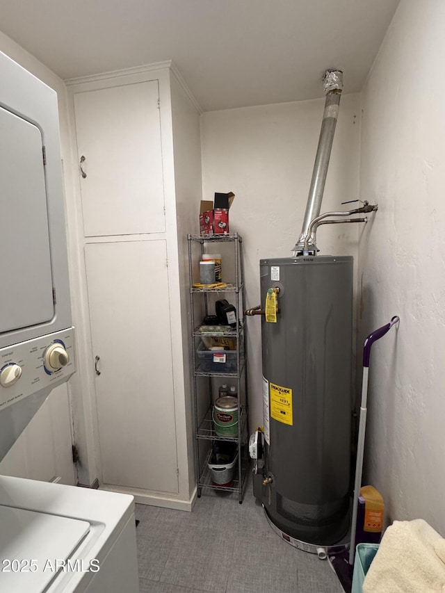 1222 E Almeria Rd, Phoenix, AZ 85006 - utility room with water heater and stacked washer and clothes dryer