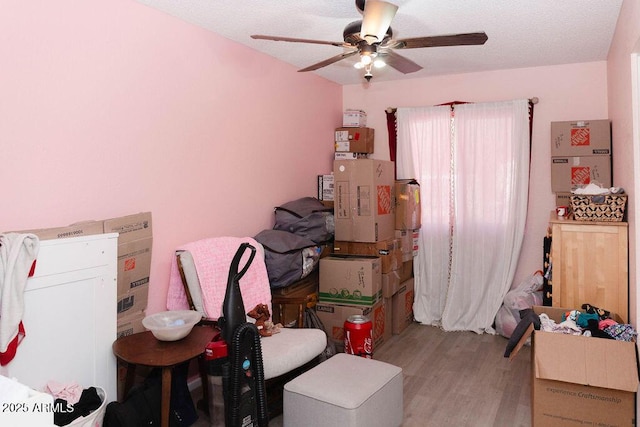 storage area with ceiling fan