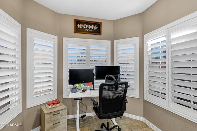 view of tiled home office