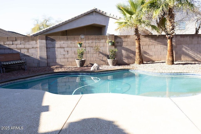 view of pool featuring a fenced in pool and a fenced backyard