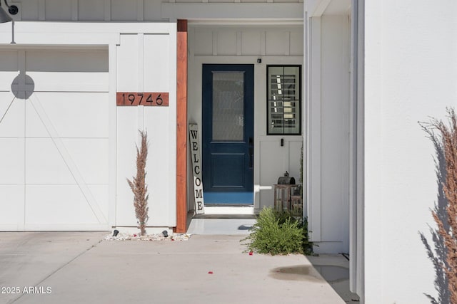 entrance to property with a garage