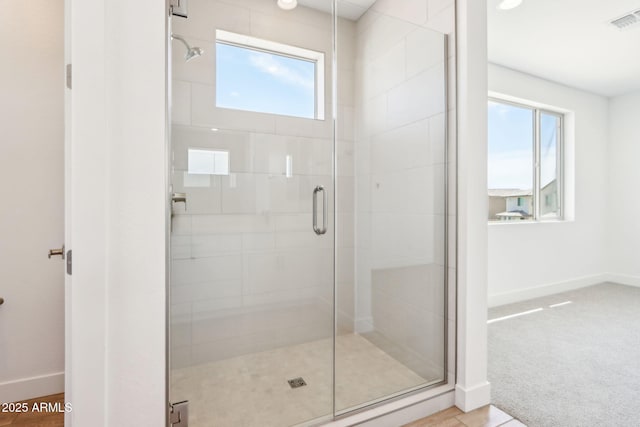 10241 E Ursula Ave, Mesa, AZ 85212 - bathroom with healthy amount of natural light, a stall shower, and baseboards