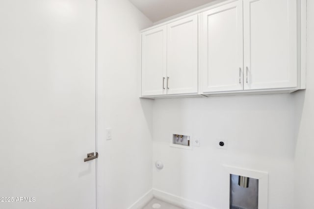 10241 E Ursula Ave, Mesa, AZ 85212 - laundry room featuring hookup for a gas dryer, cabinet space, hookup for a washing machine, electric dryer hookup, and baseboards