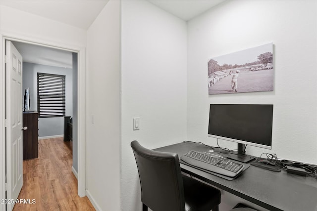 office area with hardwood / wood-style flooring