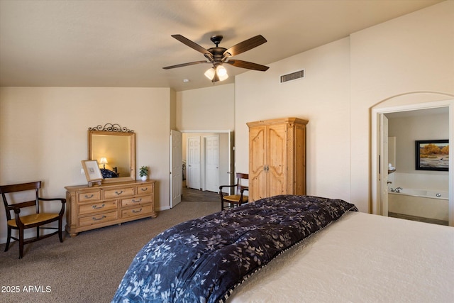 3658 E Pony Track Ln, San Tan Valley, AZ 85140 - bedroom with carpet flooring, lofted ceiling, baseboards, and ceiling fan