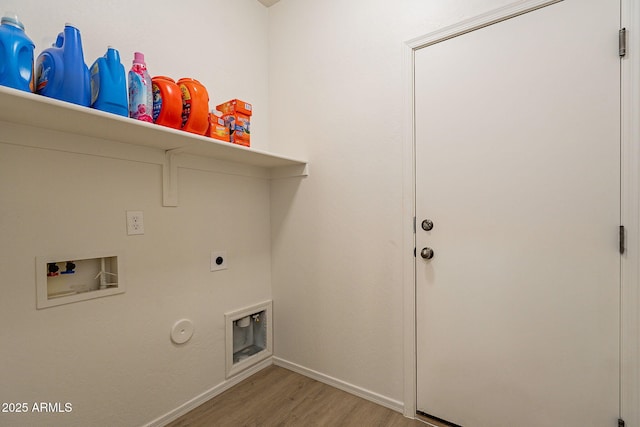 1956 N Hubbard Ln, Casa Grande, AZ 85122 - washroom with laundry area, light wood-style floors, baseboards, hookup for a washing machine, and electric dryer hookup