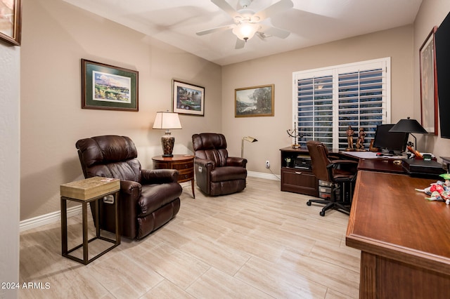 home office featuring ceiling fan