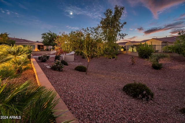 view of yard at dusk