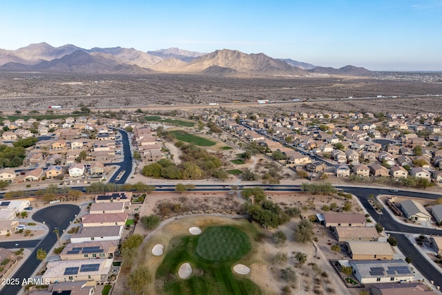 birds eye view of property featuring a mountain view