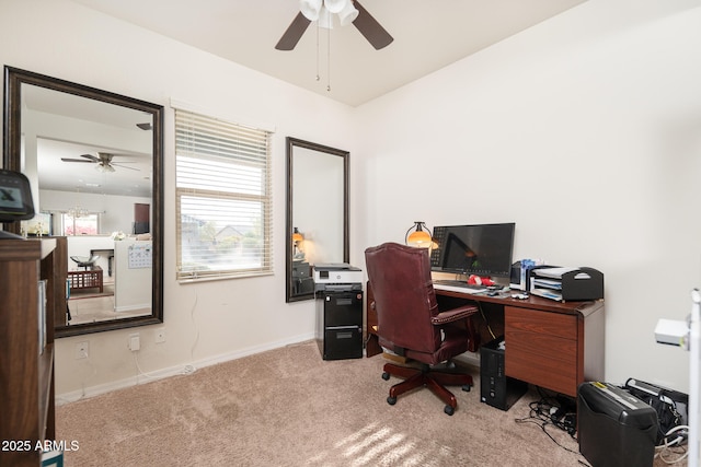 view of carpeted home office