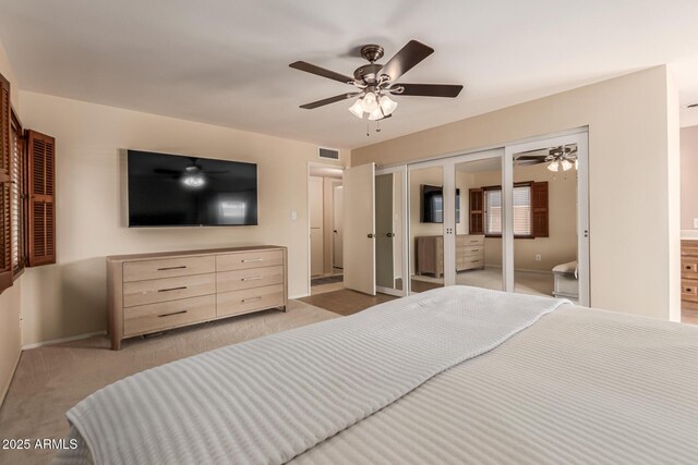 4245 E Yawepe St, Phoenix, AZ 85044 - bedroom featuring light colored carpet, visible vents, a ceiling fan, and baseboards