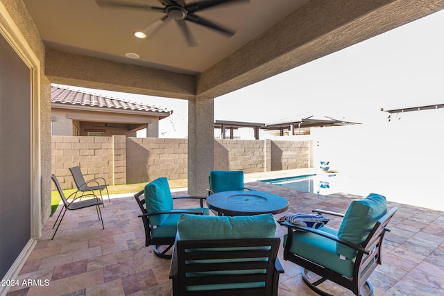 view of patio / terrace with ceiling fan