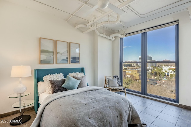 bedroom with tile patterned flooring